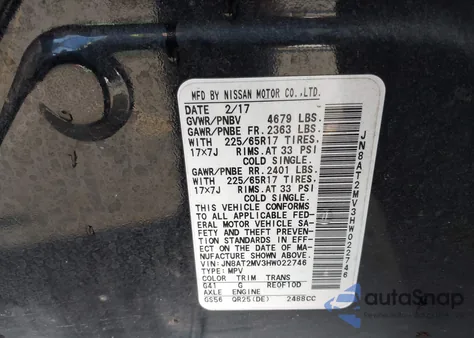 2017 Nissan Rogue S z USA, uszkodzony, nr VIN JN8AT2MV3HW022746